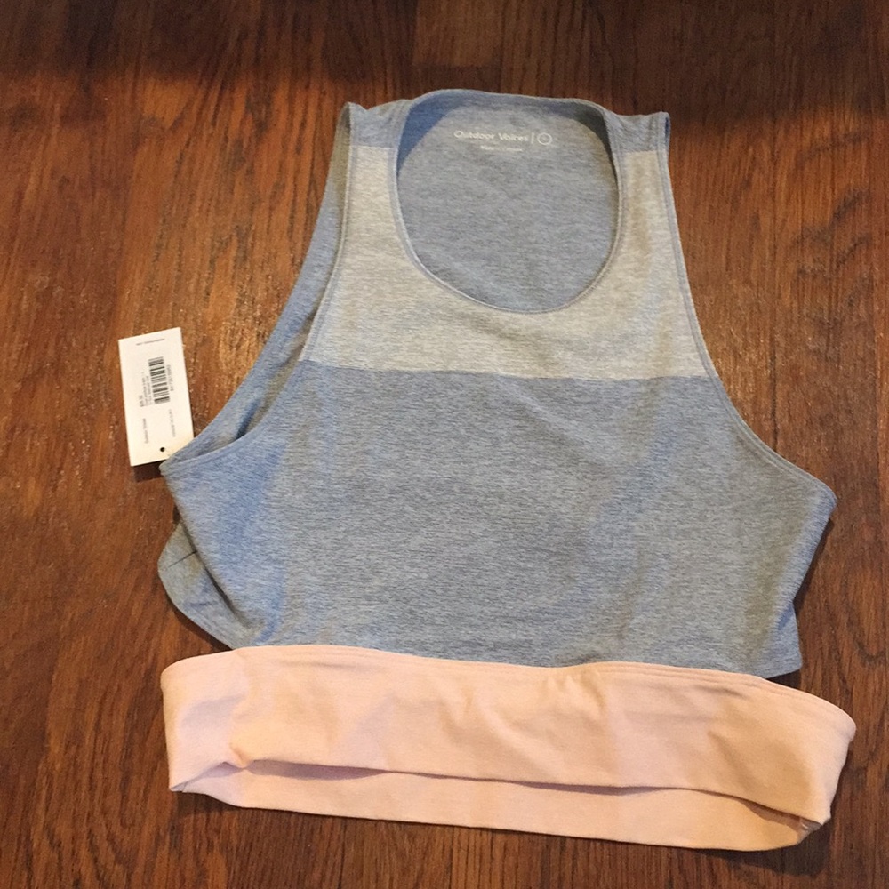 NWT Outdoor Voices Tri-Tone Slashback Crop Top